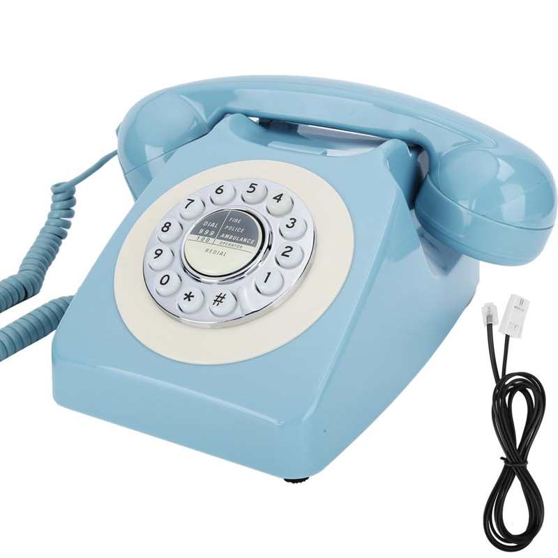 CT-N8019 Blau retro Telefon drücken Dreh Zifferblatt Schreibtisch Telefon Einzelnen Linie Schnur Telefon für Heimat Sekretariat FSK/DTMF Festnetz telefon: Pro UK