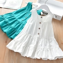 VIDMID Girls vest dress abito estivo per bambini senza maniche in cotone per bambini con bretelle P6211