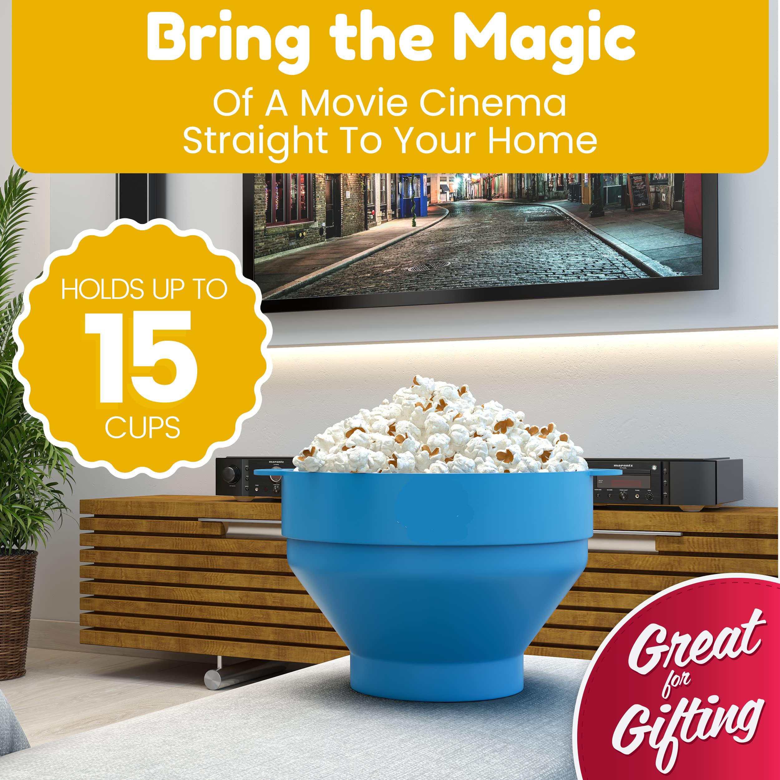 Microwave Silicone Popcorn Popper Fenvella Collapsible Air Microwavable Popcorn Maker BPA Free &amp; Dishwasher Safe