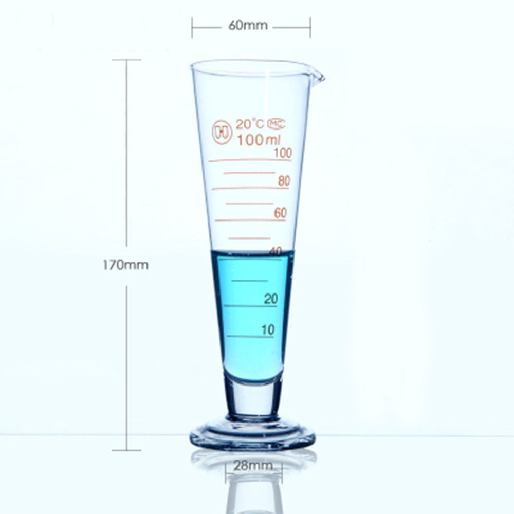 Laboratorie 100ml målecylinder med skala tilspidset glas målebæger lab forsyninger