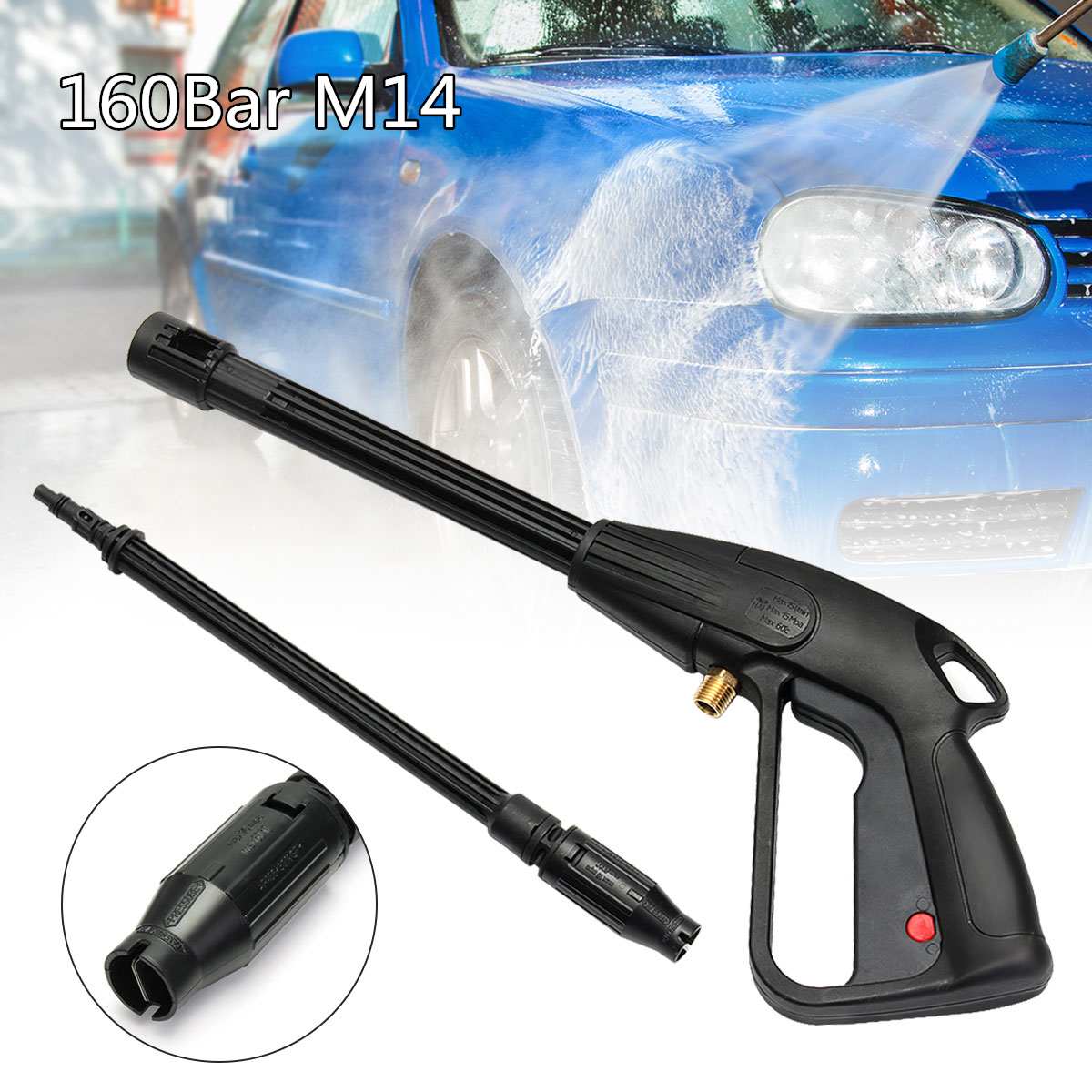 High Pressure Power Washer Spray Nozzle Adjustable Water GunS Home Washing Accessories 160bar M14 for Car Garden Cleaning