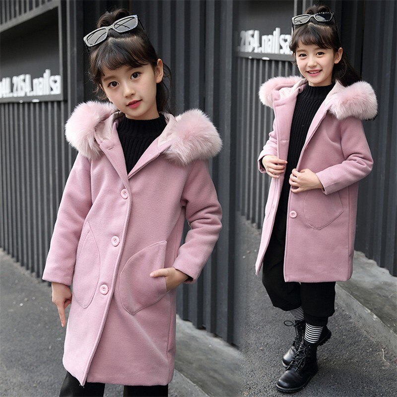 nouvelles filles à manches longues Hoode vêtements coupe-vent printemps automne hiver vêtements laine manteau enfants veste de mariage Outwear parka