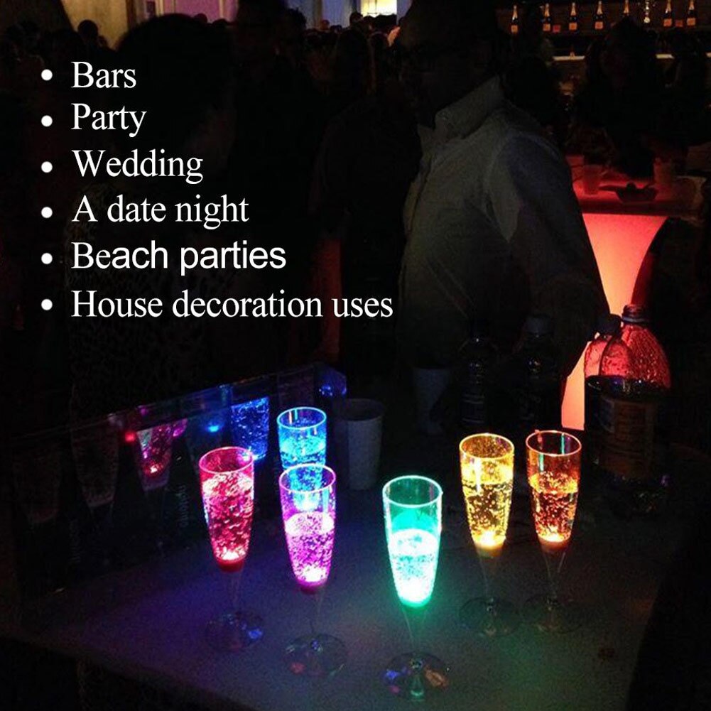 6 pièces LED vin Champagne flûte verres eau liquide activé clignotant lumière tasses YE