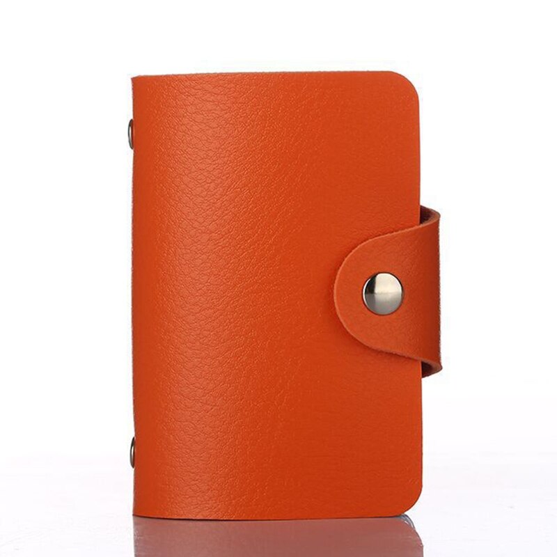Skórzany identyfikator firmy PU etui na karty kredytowe kieszonkowy portfel portmonetka Organizer C90E: Orange 12 Bits
