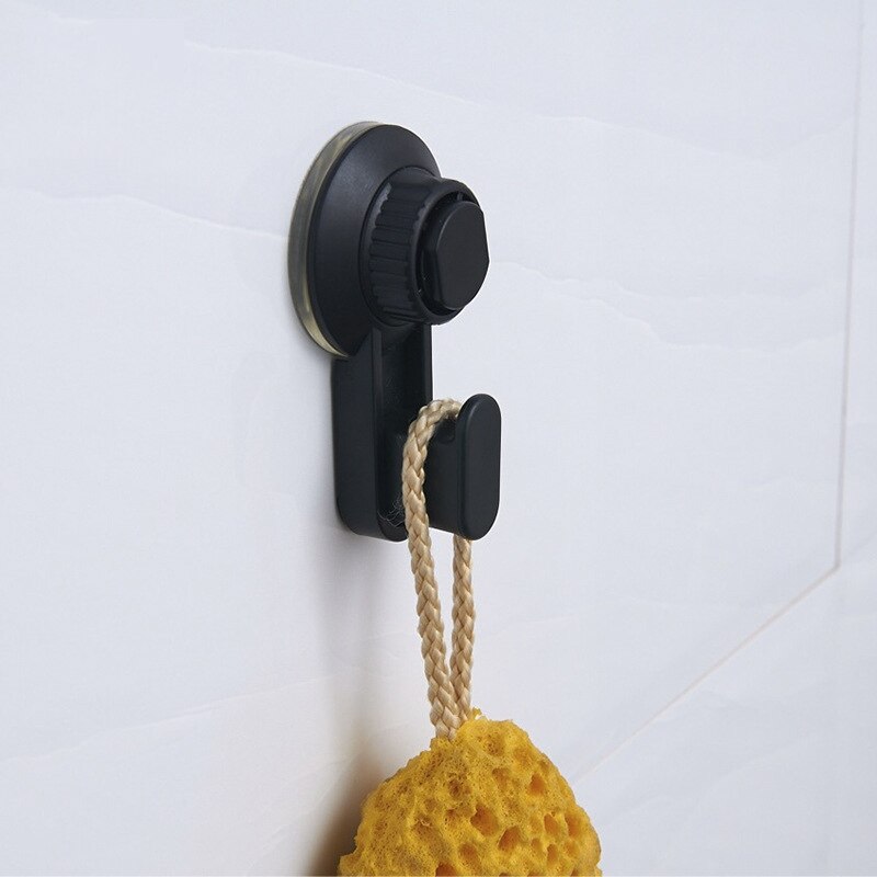 1pc ABS Vacuum Suction Hook 5KG Strong Hanger For Kitchen Bathroom Door Key Wall Hooks Organizer: black
