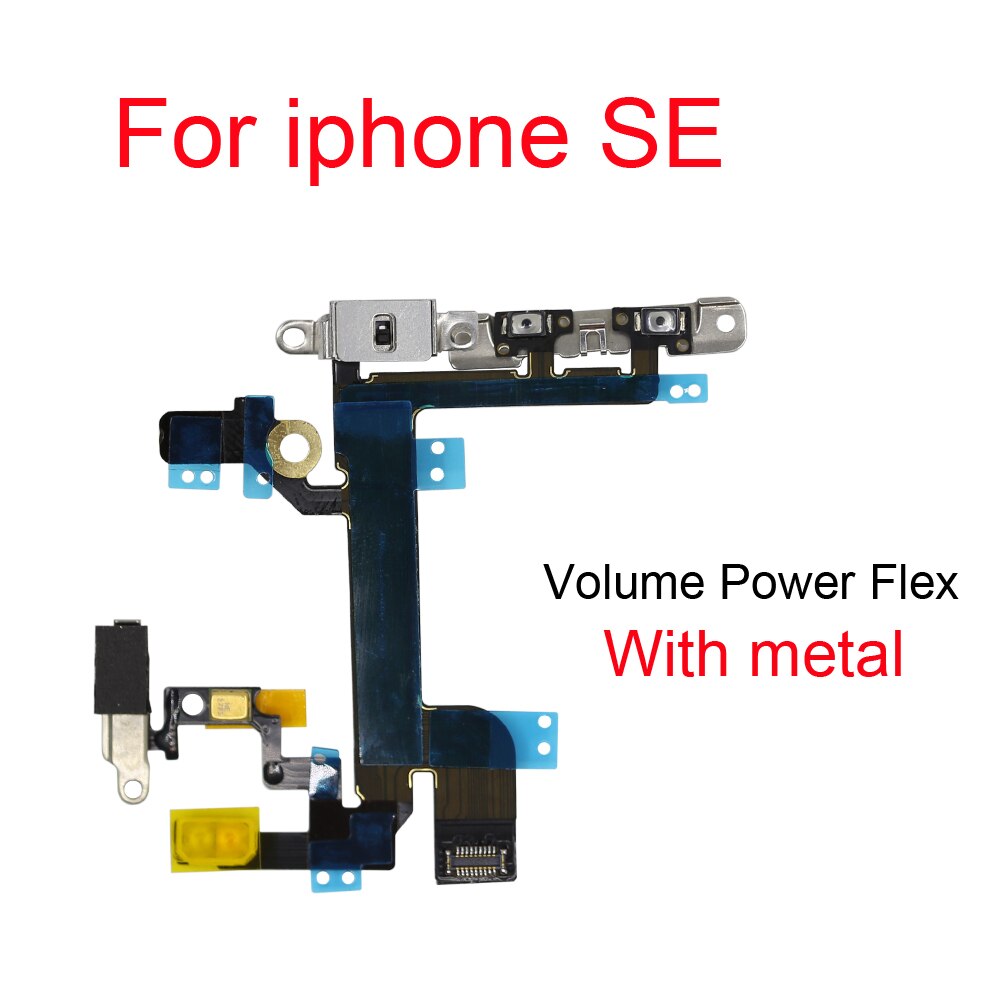 Power-knap on off flex kabel til iphone 5 5s se mute volume switch stik bånddele