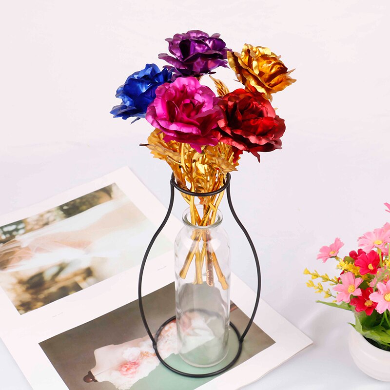 24k folie forgyldt rose guld rose bryllupsdekoration blomst valentinsdag elskers rose kunstig guld / lilla / rød / blå / rose