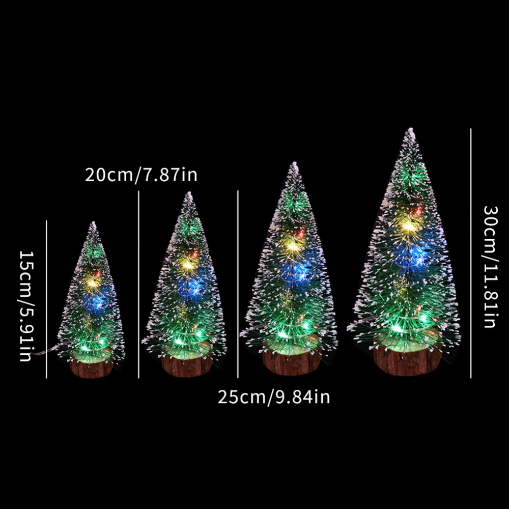 Mini Weihnachten Baum LED-leuchten Kiefer Nadel Beflockung Gebeizt Zeder Schreibtisch Weihnachten Ornamente Neue Jahr Dekor Bkdj31