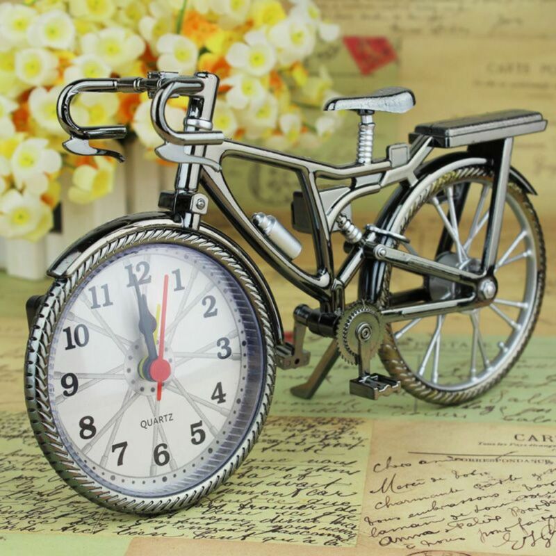 1Pcs Retro Fiets Klok Cool Stijl Klok Thuis Kantoor Tafel Klok Vintage Ijzeren Grote Horloge Decor
