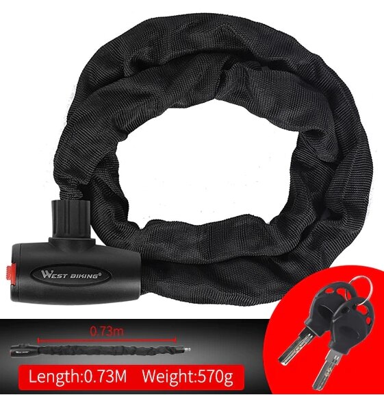 West Fietsen Bike Lock 0.9/1.2/1.45 M Motorfiets Fiets Kabel Lock Anti-Diefstal Met 5 Wachtwoord gecodeerde Gelegeerd Staal Sloten Voor Fietsen: Key 0.73M