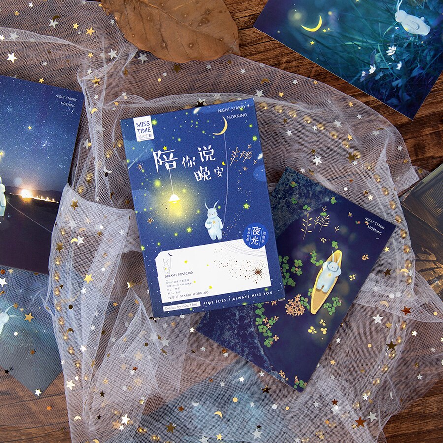 30 Pz/scatola Luminoso Cartolina Buonanotte Cartolina Vintage ▾ retrò di Stile di Scrittura Creativa di Auguri Cartoline Regalo di SG0350