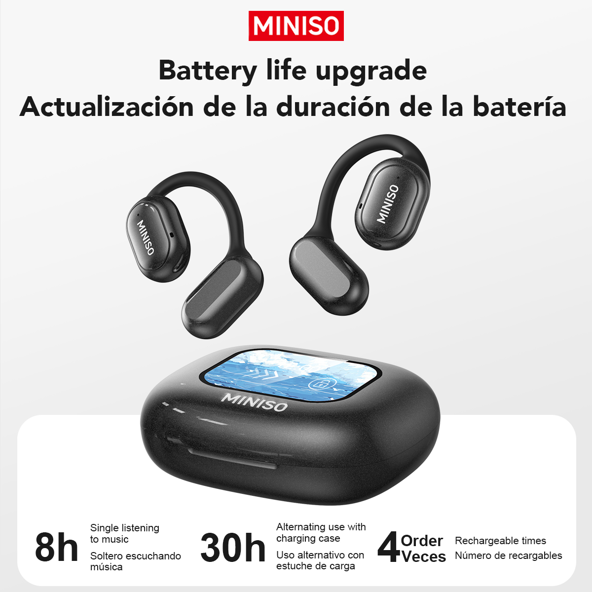 Miniso  x30 cuffie wireless auricolari bluetooth per traduzione chat cuffie ufficio viaggio, app equalizzatore traduzione in tempo reale