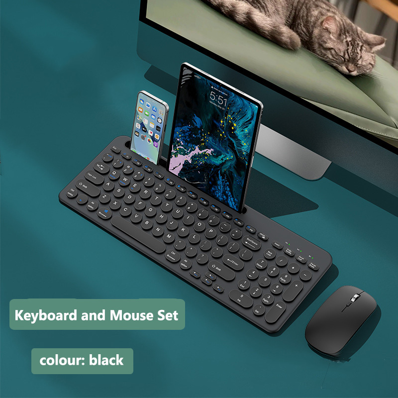 2.4G Wireless Keyboard and Mouse Combo Three-mode Multi System Compatibility Bluetooth Keyboard Mouse Set Rechargeable Keyboards: Navy Blue