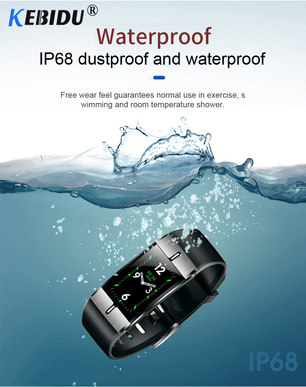 Smartwatch Kebidu - Tkanka Tłuszczowa, Tętno, Ciśnienie Krwi, Prognoza Pogody, Opaska Fitness Android iOS