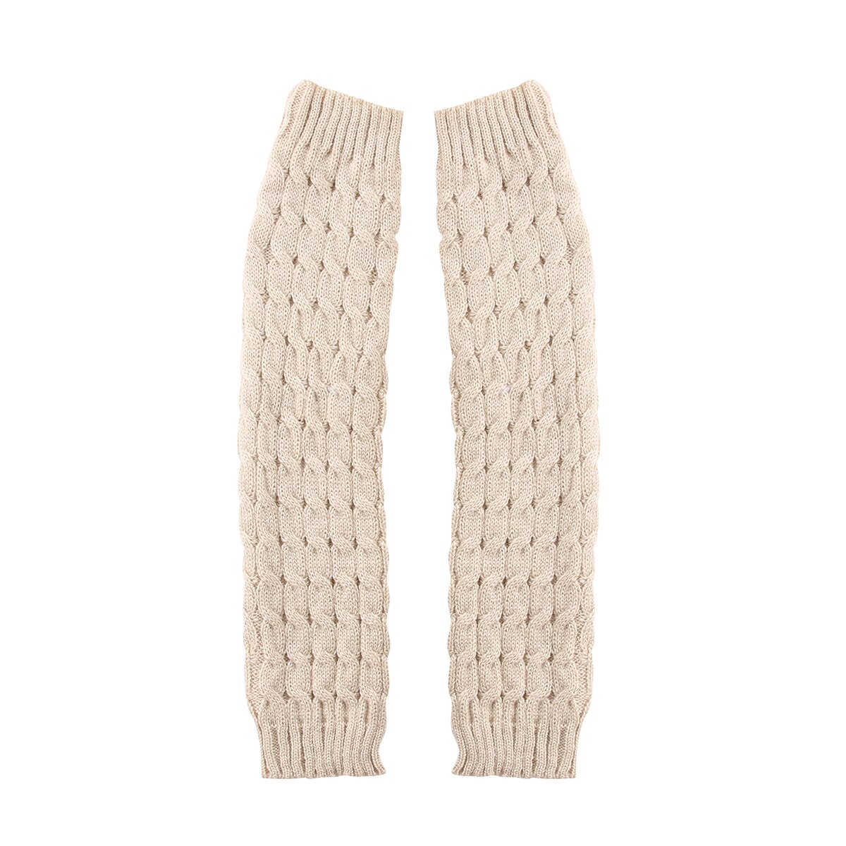 Calentador de piernas cálido hasta la rodilla para mujer, calentadores de lana para invierno, Crochet: Beige