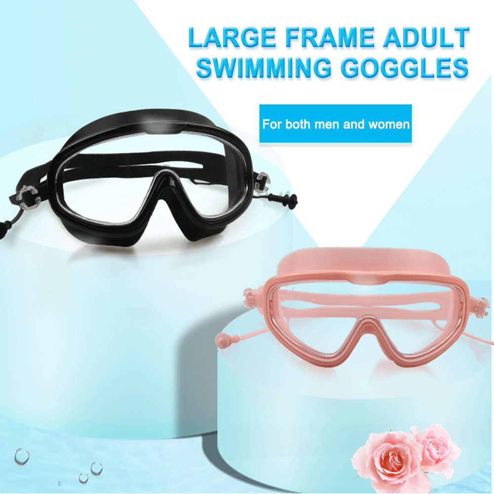 Swimming Goggles Large Frame Waterproof Anti-Fog Adjustable Diving Glasses Adults Water Sports Eye Protection Swimming Glasses