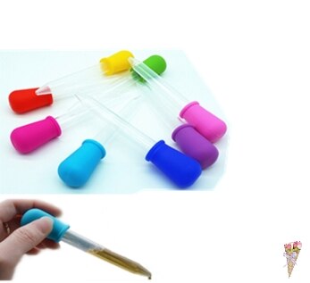 5ML Clear Silicone Plastic Baby Medicine Dropper Spoon Pipette Liquid Food Dropper Burette 12cm*2cm random color