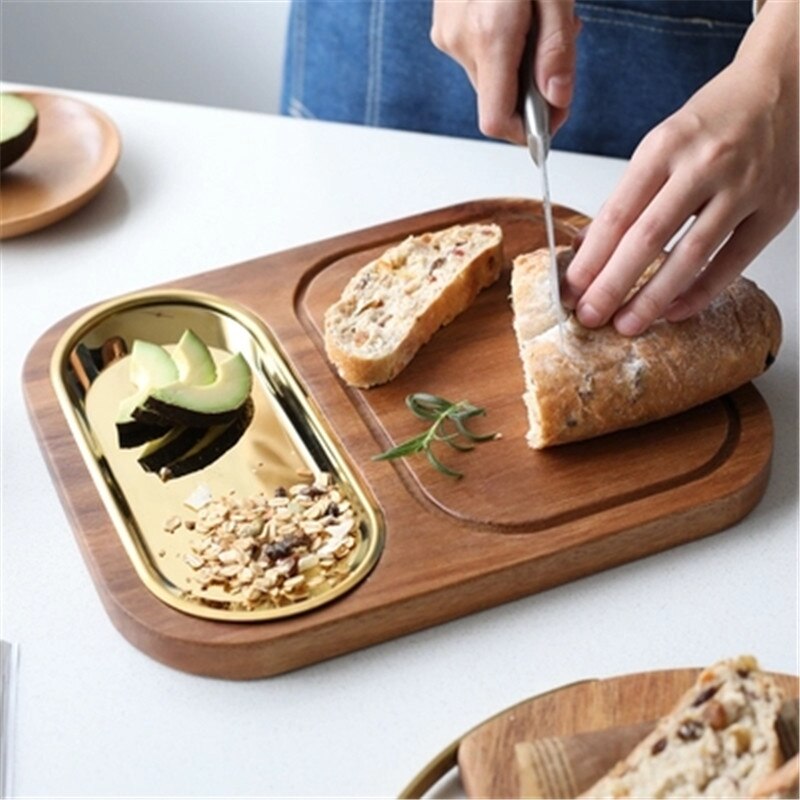 Japanse stijl Huis Keuken Servies Massief Houten Eettafel Snack Plaat Acacia Houten Snijplank Broodplank