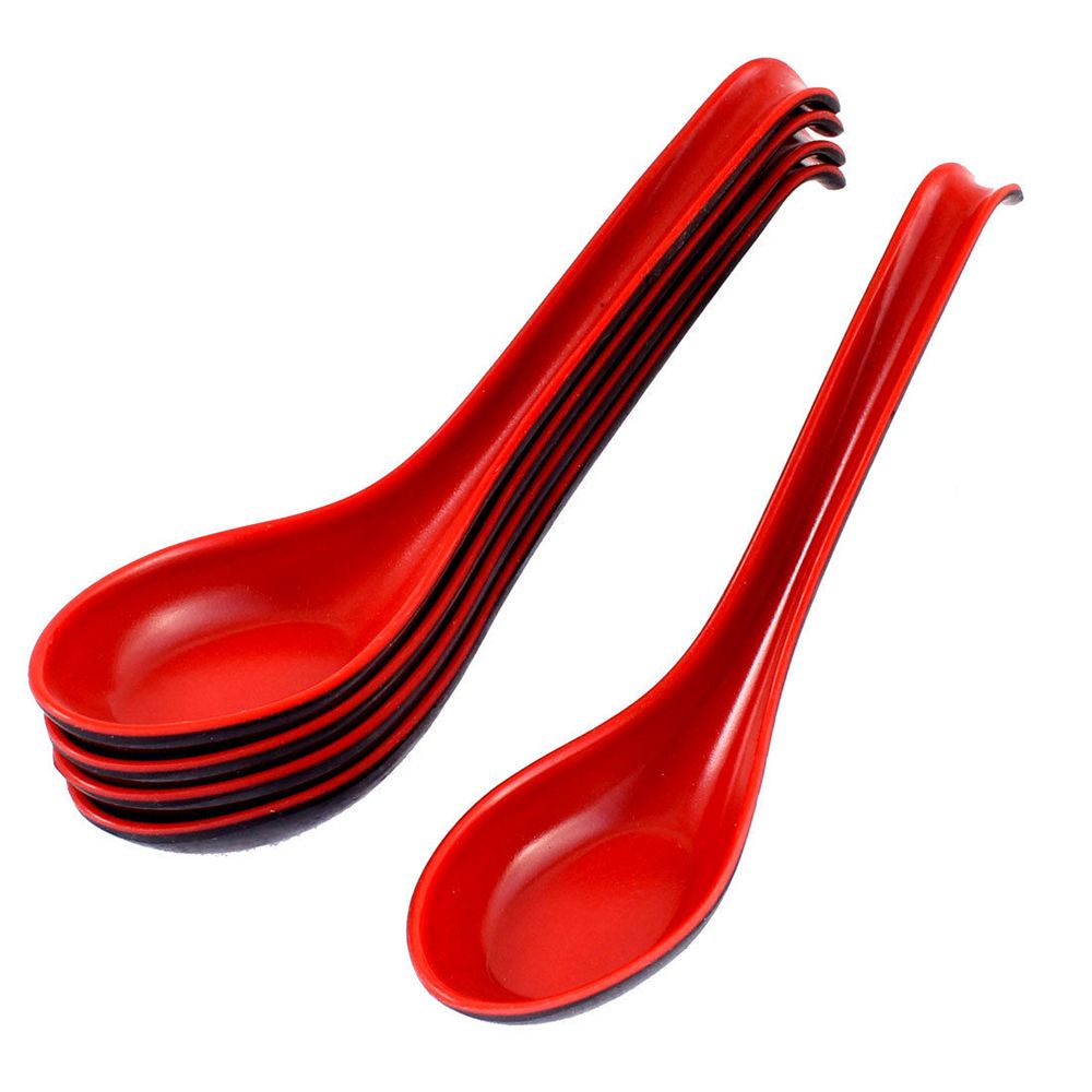 Cuchara roja y negra, vajilla para el hogar, recipiente de plástico japonés, cucharas de sopa para Avena, utensilios y accesorios de cocina, herramienta Bicolor