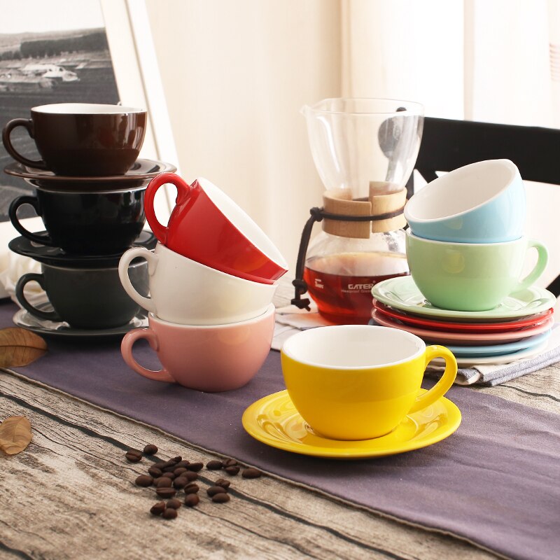 200ml Bunte Dicke Körper Neue Knochen China Cappuccino Tasse und Untertassen Keramik Kaffee Tasse Untertasse Latte Tasse Getränk