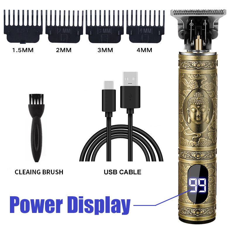 Beard Trimmer for Men Zero Gapped T-Blade Hair Clipper & Mustache Trimmer Kit with LCD Display Hair Shears: Red