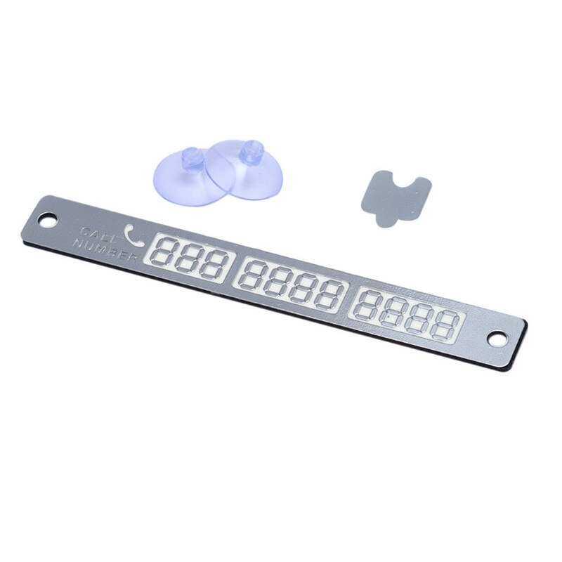 Car Styling Telephone Number Card Sticker 15*2cm Night Luminous Temporary Car Parking Card Plate Suckers Phone Number Card: silver