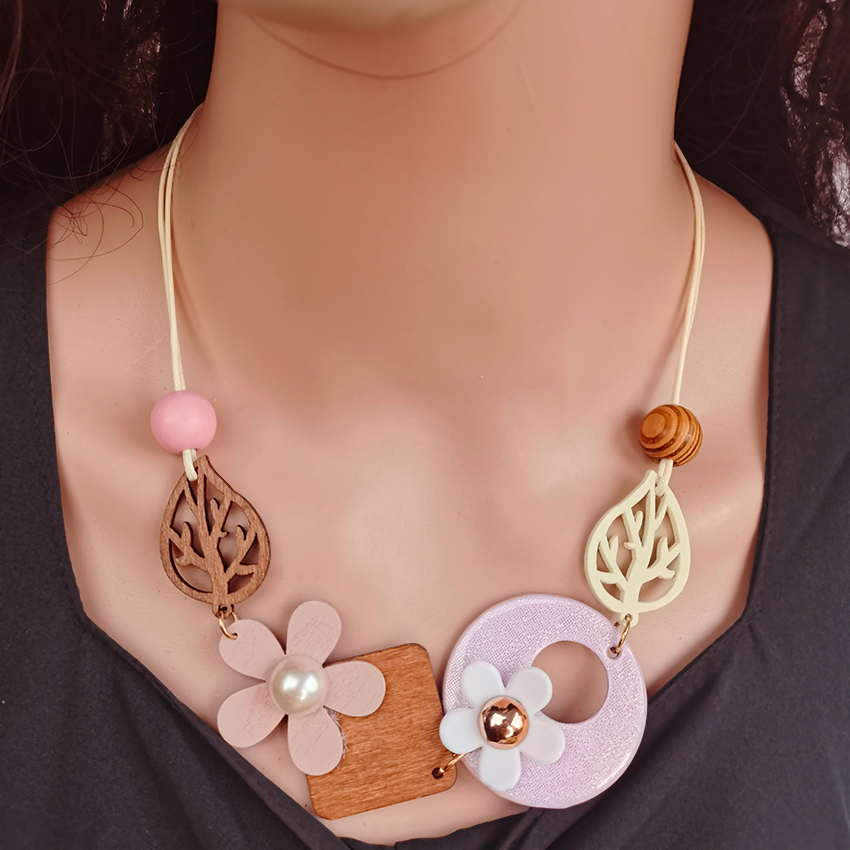 Collar con pechera llamativa para mujer, collares de madera geométricos Vintage, colgantes, decoración para el cuello, nuevos de joyería de: De arma