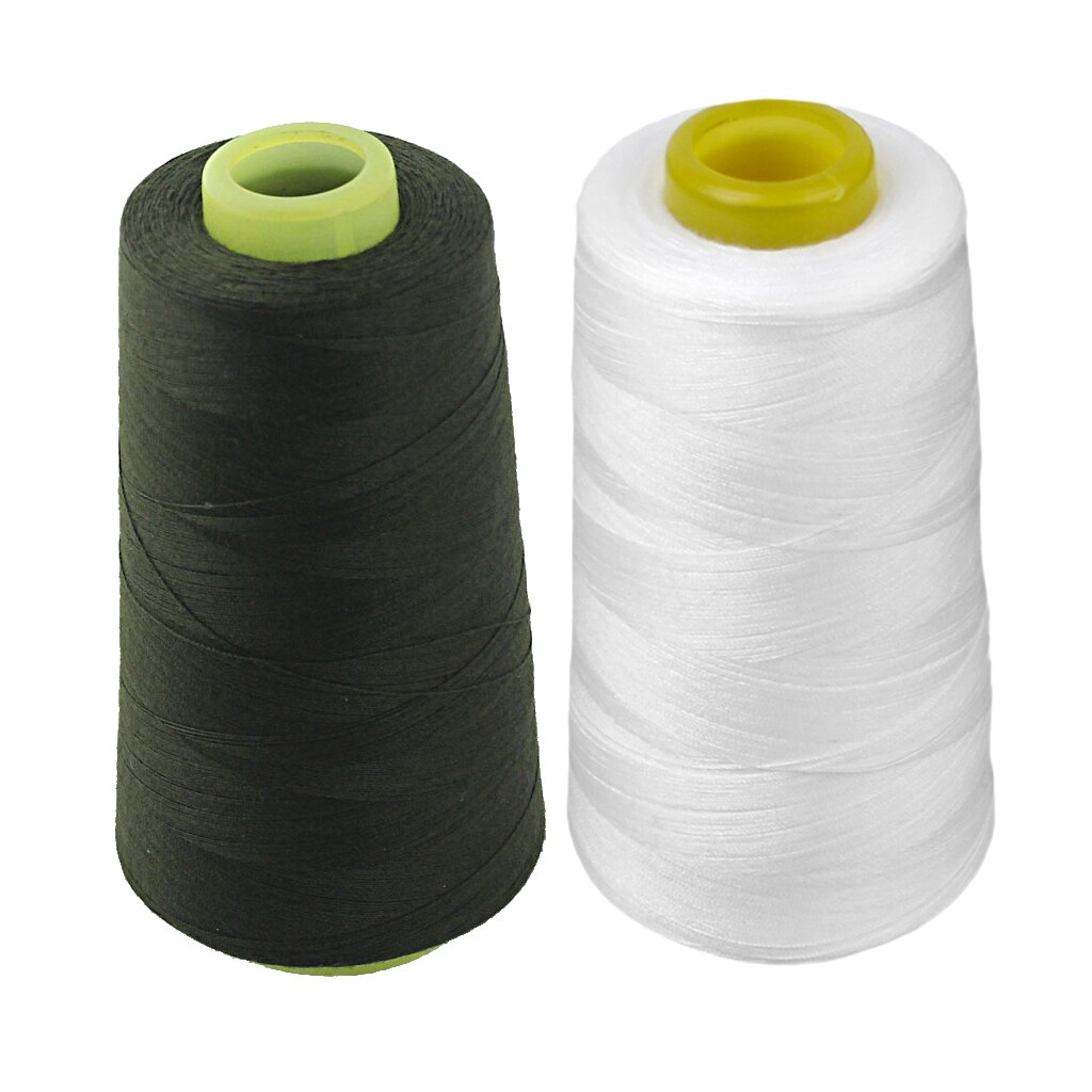 Conos de hilo de coser de poliéster negro blanco para bordado, punto de cruz, mano o máquina de coser
