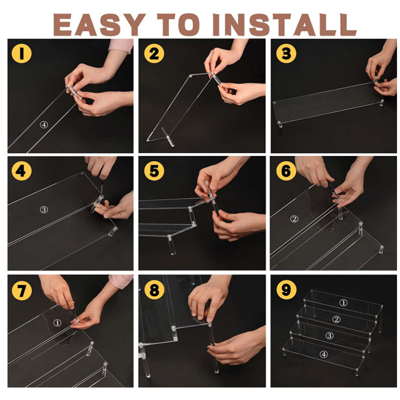 1-3 Tier Acrylic Display Stand Rack Transparent Display Riser Storage Racks Cupcake Dessert Perfume Doll Figures Organizer Shelf