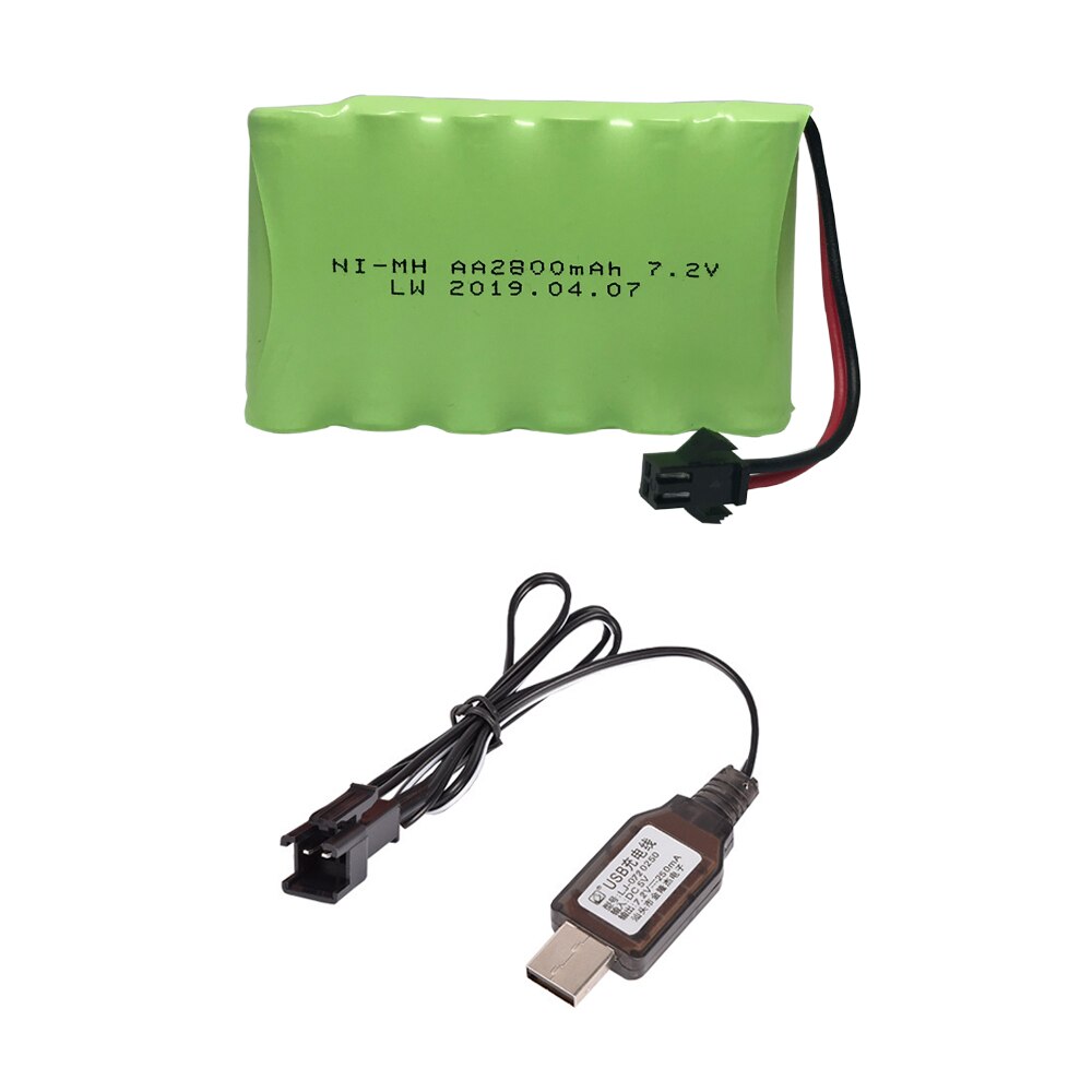 7,2 V 2800mah AA NI-MH Batterie SM Stecker mit ladegerät einstellen Hohe kapazität elektrische spielzeug batterie Fernbedienung Auto schiff roboter 7,2 v batterie