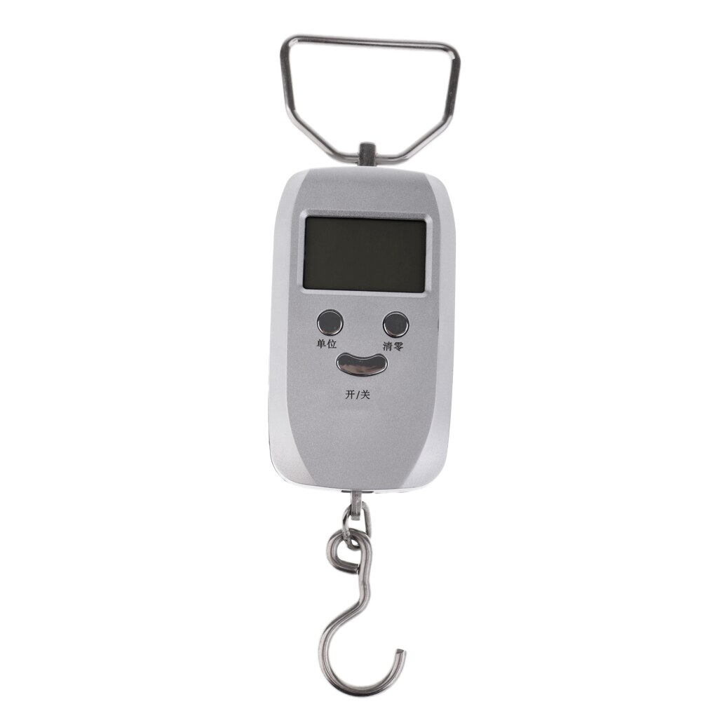 Básculas compactas LCD Digital para colgar equipaje, báscula electrónica de viaje de pesca, herramientas de pesca con retroiluminación: Silver Square Handl
