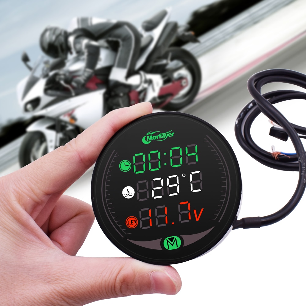 Motorcycle Tester LED Display Waterproof Voltmeter Multifunction Meter For Suzuki GT550 RG 500 V250 VS800 VZ800 Bandit 650S
