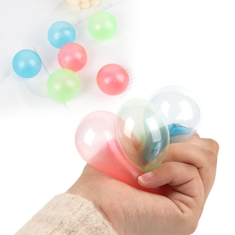 6cm Luminous Balls High Bounce Glowing Stress Ball Sticky Wall Home Party Decoration Kids Anxiety Toy Glow In The Dark