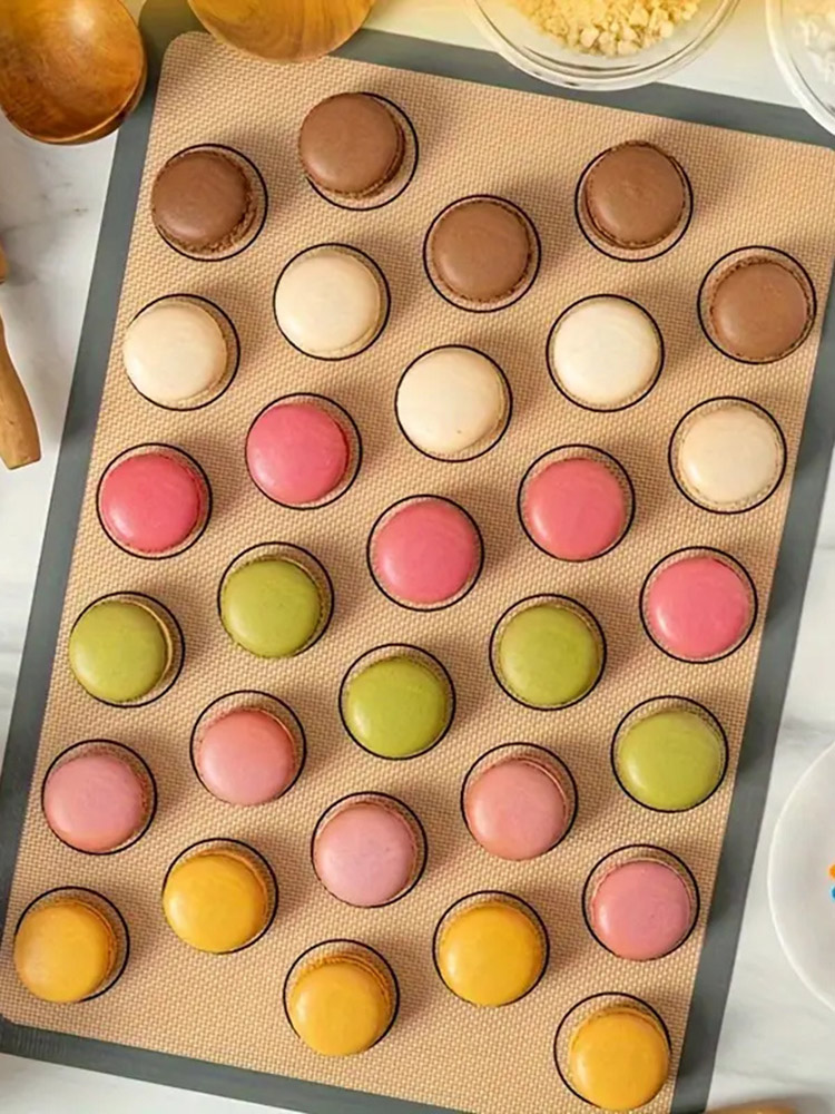 Siliconen bakmat voor oven, Macaron-siliconenmat met antiaanbaklaag voor bakken, herbruikbare hittebestendige bakmat van half vel
