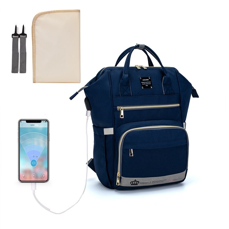 Lequeen USB Diaper Bag Nappy Bag With Diapers & Straps Large Capacity Maternity Bag Travel Backpack Waterproof: B