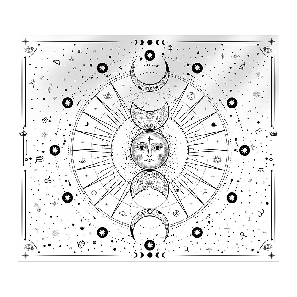Sun Moon Tapestry Wall Hanging Stars Space Psychedelic Black and White Tapestries Wall Tapestry for Bedroom Aesthetic Home Decor: 2