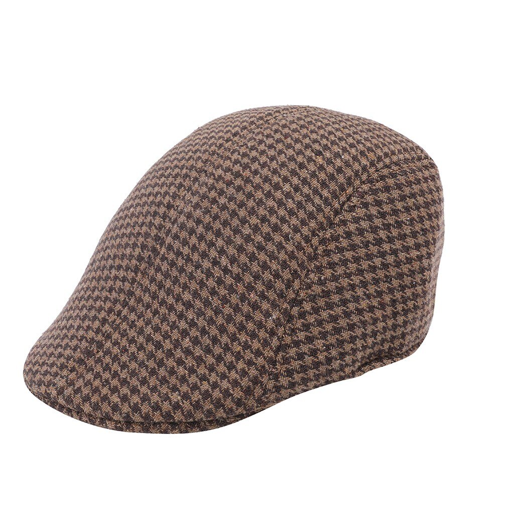 Mannen Vrouwen Soft Houndstooth Retro Hoeden Casul Ademend Winter Warm Comfort Baret # p2: E