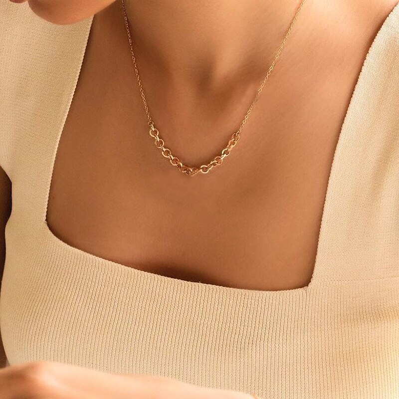 Imitation Pearls Bead Chain Necklace Women Classic OT Clasp Gold Color Bead Chain Necklace For Women Jewelry: 13