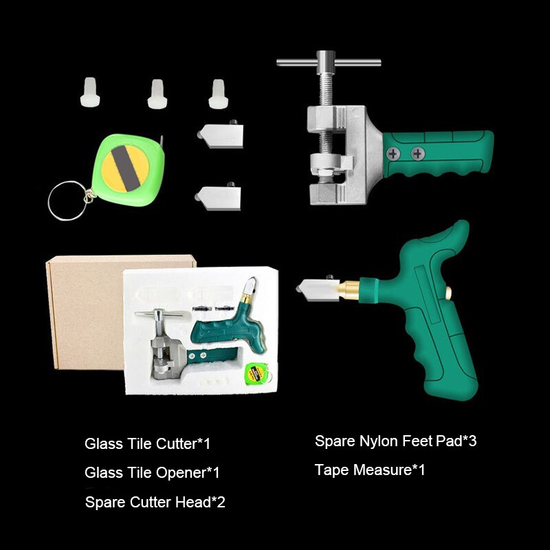 Portable Tile Glass Cutter Set High-strength Diamond Cutting Head Multi-functional Handheld Glass Opener Home Construction Tools: Cutter Opener Set