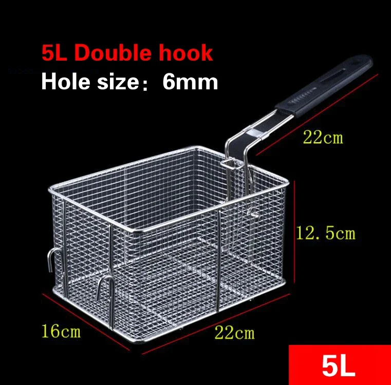 Stainless steel frying basket net French fries basket frame square oil control filter frying basket dense: Burgundy