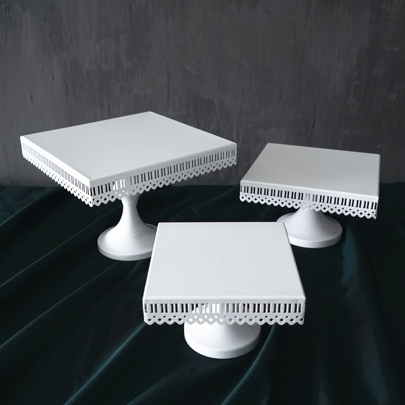 SWEETGO Square cake stand white iron metal cake tools wedding table decoator home decoration bakeware candy bar