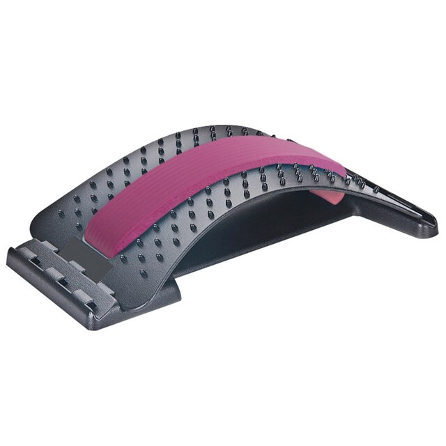 Equipo para estirar la espalda, masajeador, herramientas de estiramiento del cuello, soporte Lumbar de Fitness, relajación, alivio del dolor de la columna vertebral: Rosa