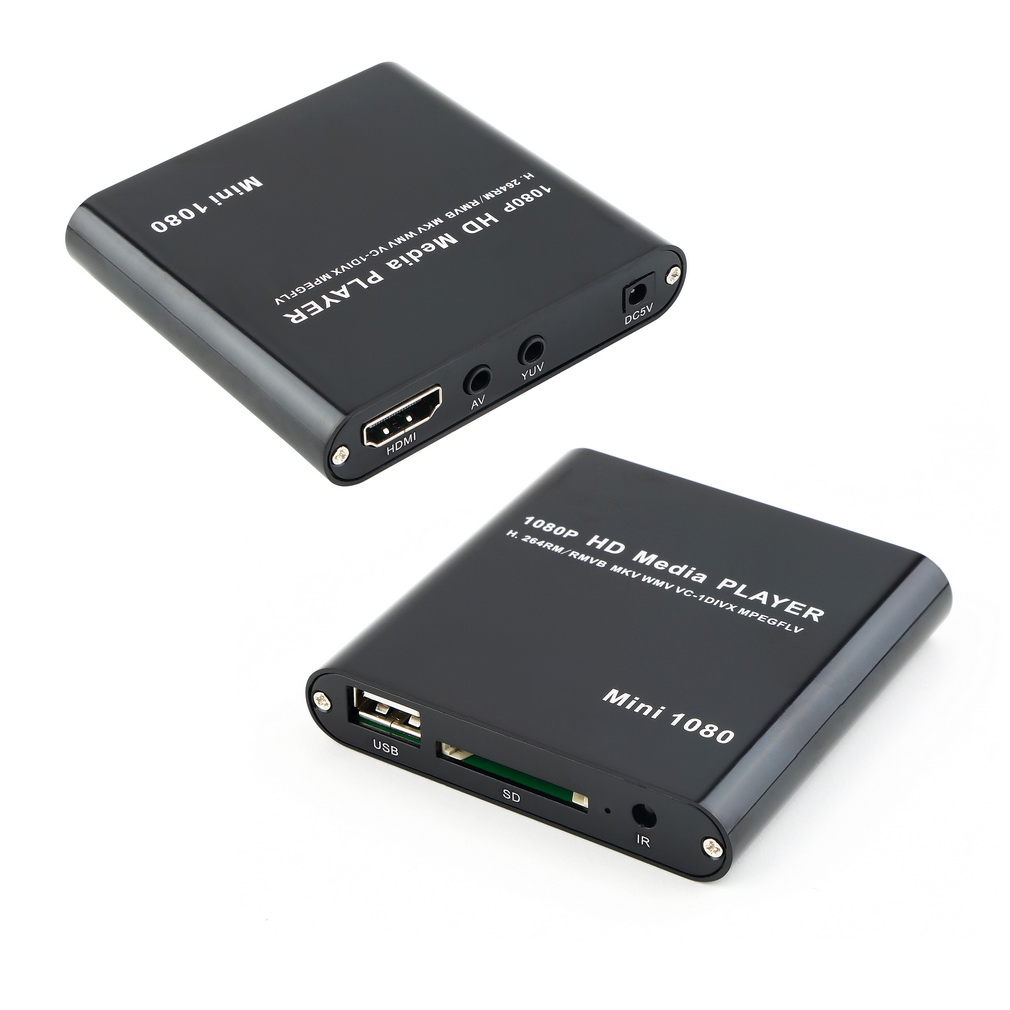 1set 1080P Mini reproductor multimedia MKV/H.264/RMVB Full HD con lector de tarjetas de HOST