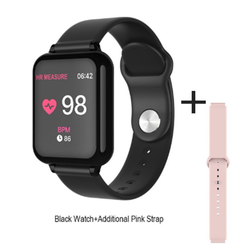 B57 tela colorida inteligente display freqüência cardíaca pressão arterial esportes pulseira ip67 à prova dip67 água informação push watch: bk-Pk