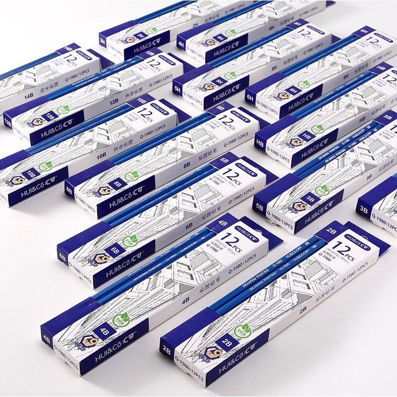 12 Stks/doos Art Professionele Schets Houtskool Potloden Set 12B Houten Student Onderzoek Exclusieve Hexagon Potlood