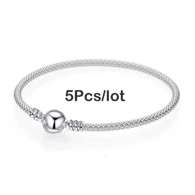 TOGORY 5Pcs/lot Pulseira Charm Bracelets & Bangles Femme Heart-Shaped Basic Chain Fine Bracelet & Bangle Women Jewelry