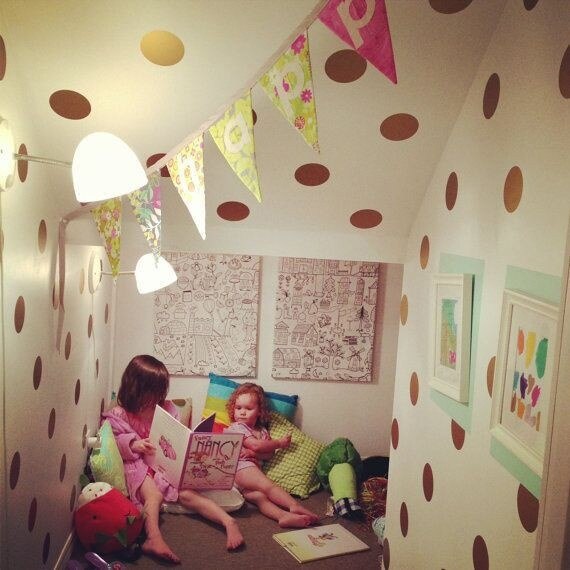 Gold Polka Dots Wall Decals (1.97inch - 50Decals) Removable Peel And Stick Metallic Vinyl deco Stickers