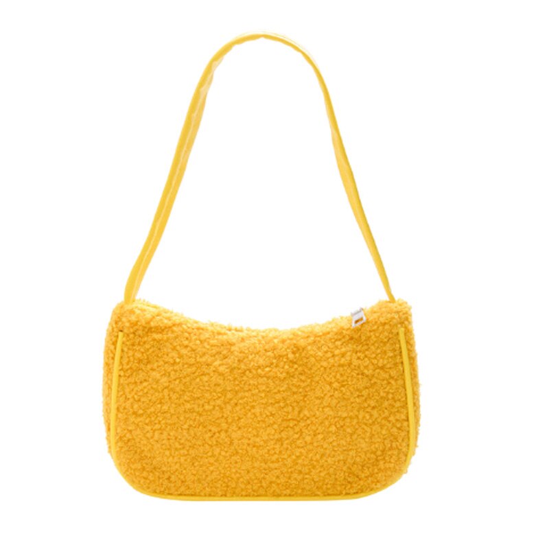 Neue Herbst Winter Weibliche Platz Tote Pelz tasche Wolle frauen Handtasche Damen Unterarm Schulter Taschen: gelb