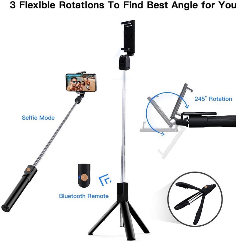 Bluetooth-Compatibel Selfie Stok 3 In 1 Selfie Stok Uitschuifbare Statief Met Bluetooth-Compatibele Afstandsbediening Telefoon Houder fo