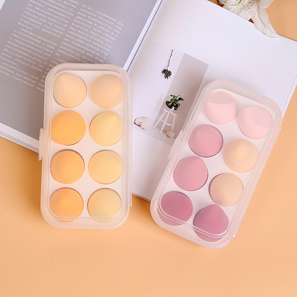 Caja de almacenamiento de esponjas para maquillaje, caja de almacenamiento de esponjas para maquillaje, caja transparente, contenedor organizador de accesorios de maquillaje, 4/8 rejillas